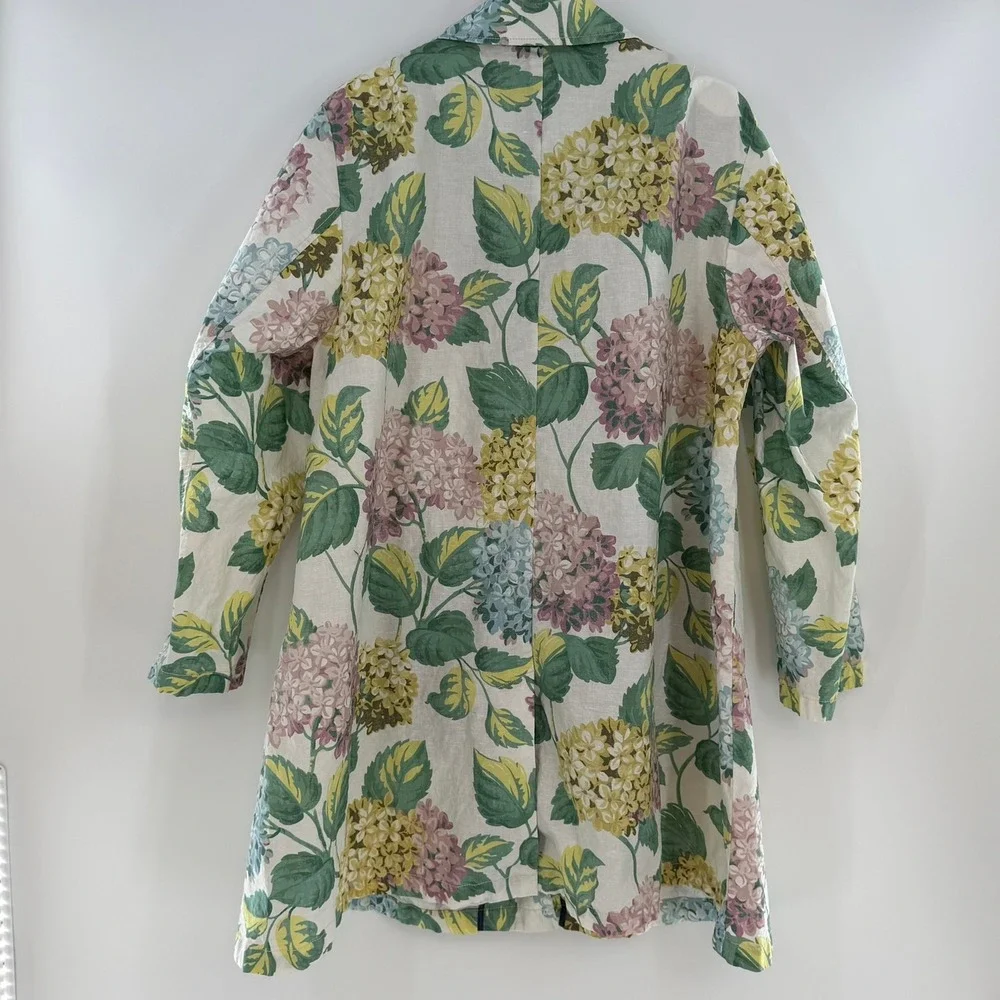 Anthropologie By Anthropologie A+ Mellie Hydrangea Swing Raincoat Blue Floral - Picture 2 of 15